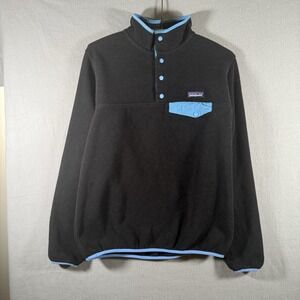 Patagonia Synchilla Snap-T Fleece Jacket Womens Medium Black Blue Pullover